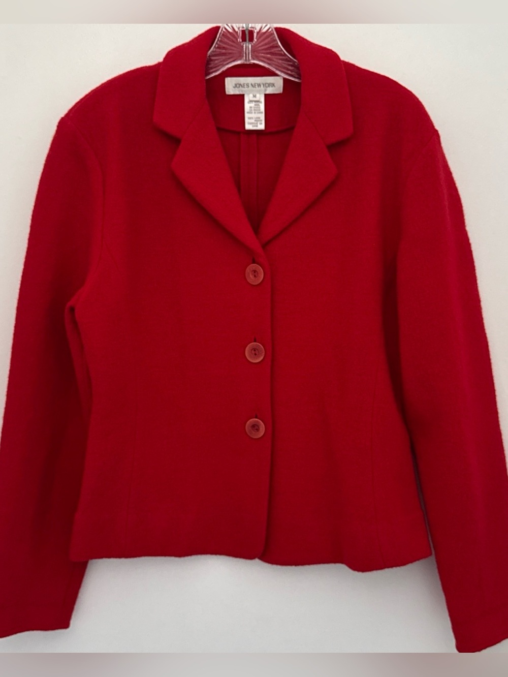 Jones New York Red Wool Blazer Womens M Vintage Old Money Academia Americana